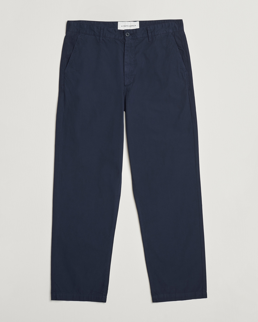 Homme | Pantalons | A Day's March | Redwood Light Cotton Trousers Navy