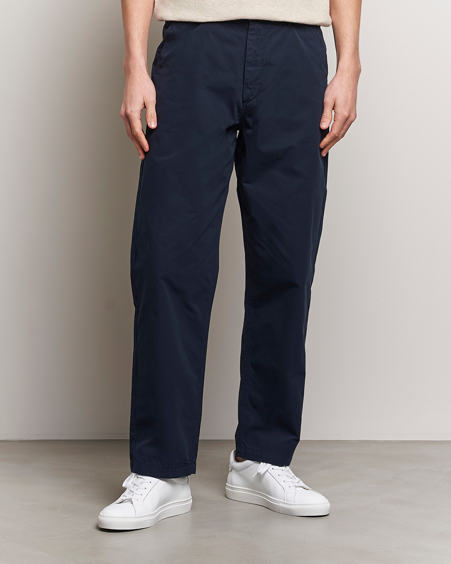 Homme |  | A Day\'s March | Redwood Light Cotton Trousers Navy