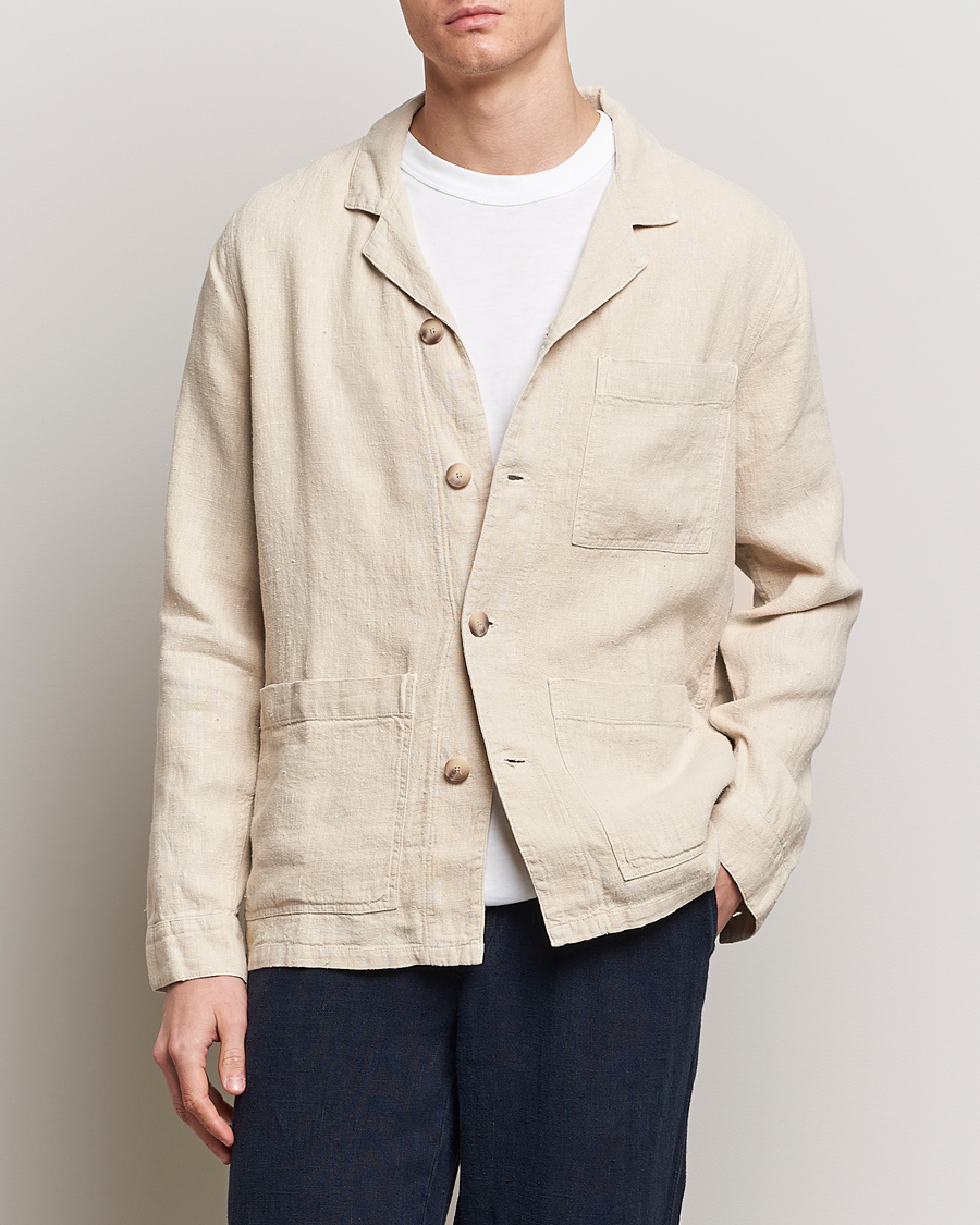 Homme | Surchemises | A Day's March | Bangher Linen Overshirt Oyster
