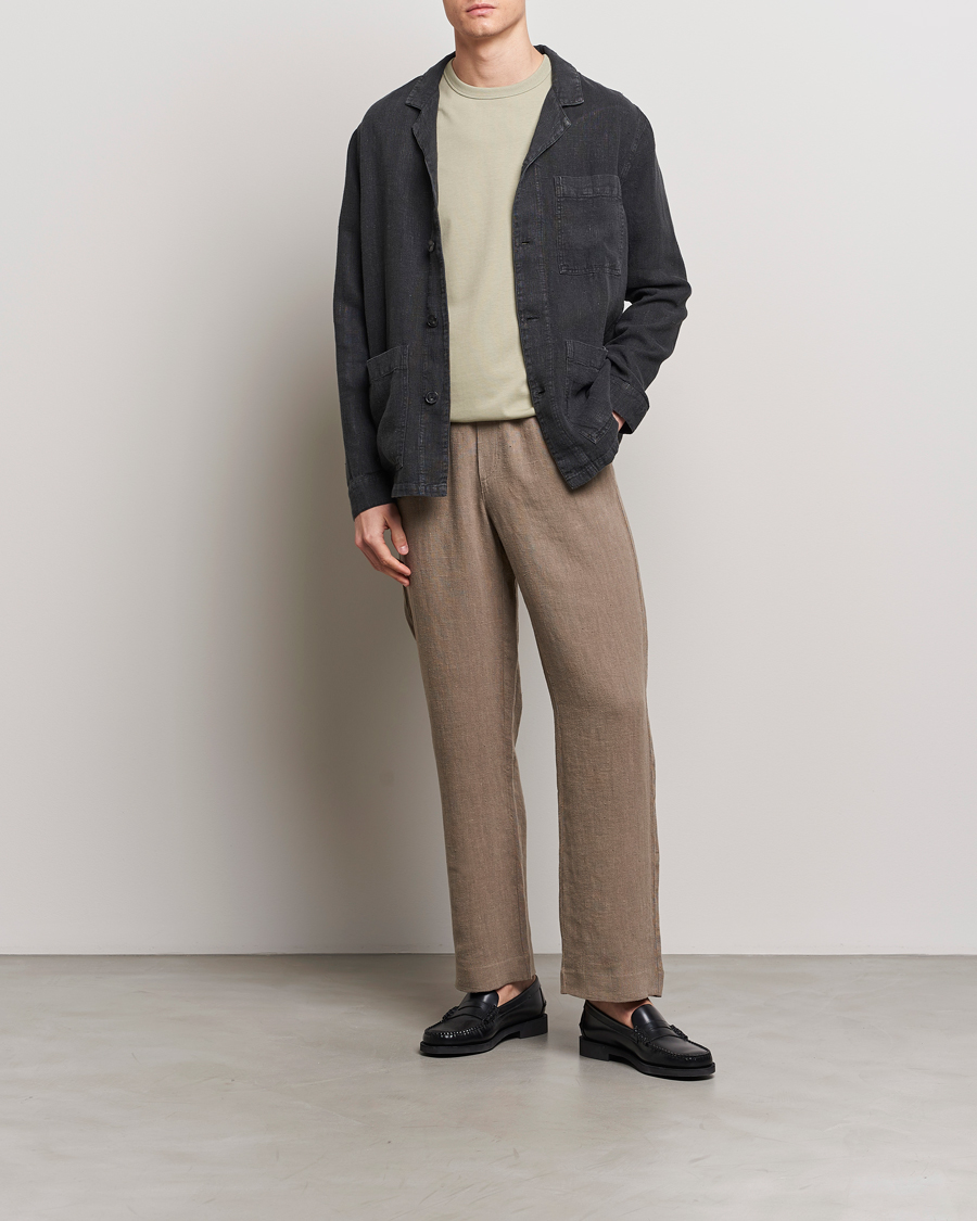 Homme | Chemises | A Day's March | Bangher Linen Overshirt Black