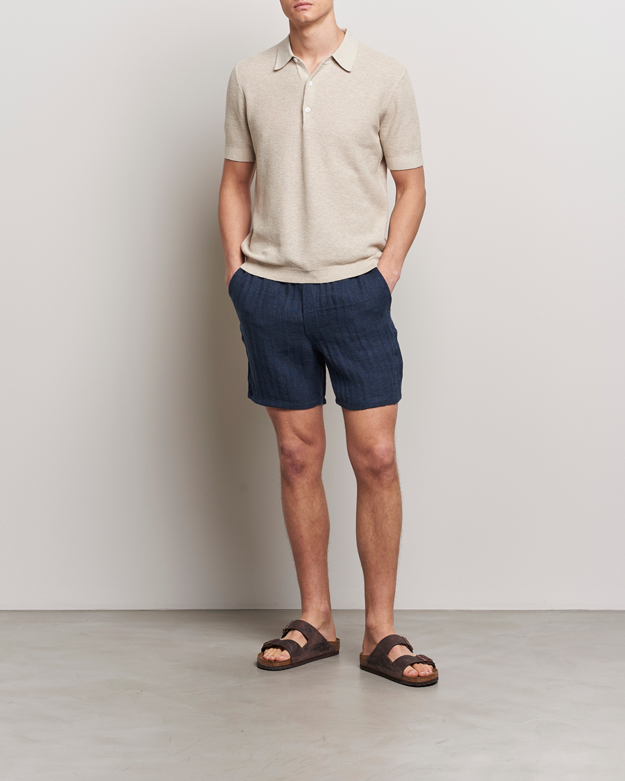 Homme | Polos | A Day's March | Rosehall Popcorn Stitch Polo Sand