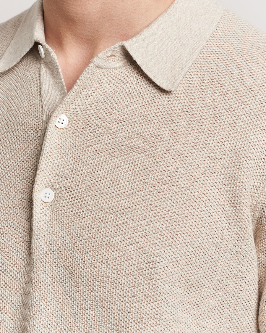 Homme | Polos | A Day's March | Rosehall Popcorn Stitch Polo Sand
