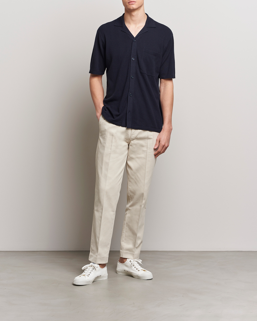 Homme | Chemises | A Day's March | Yamu Knitted Herringbone Shirt Navy