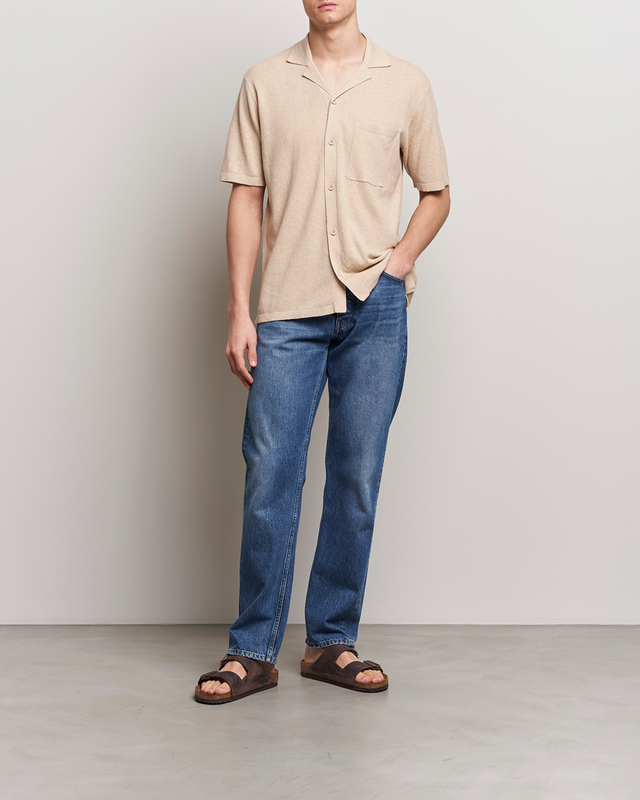 Homme | Chemises | A Day's March | Yamu Knitted Herringbone Shirt Oyster