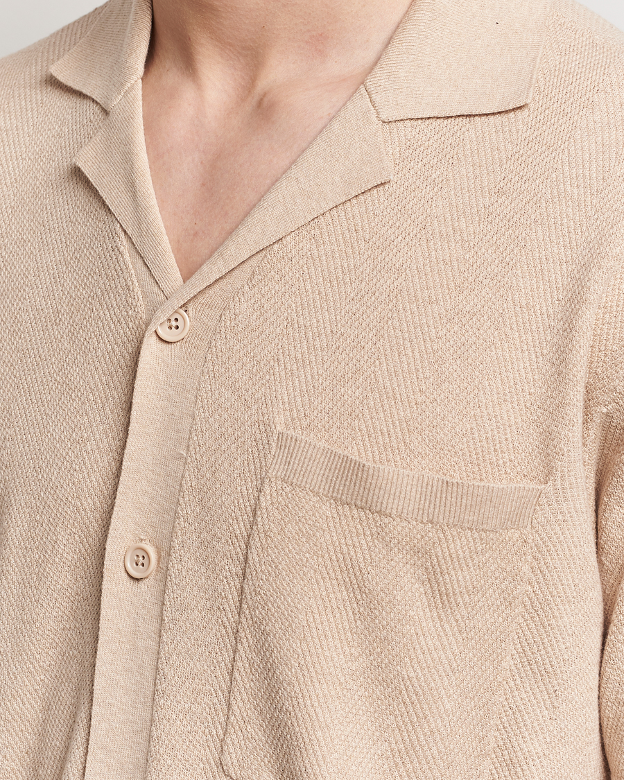 Homme | Chemises | A Day's March | Yamu Knitted Herringbone Shirt Oyster