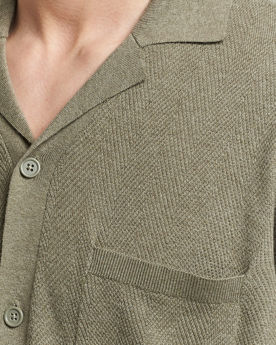 Homme | Chemises | A Day's March | Yamu Knitted Herringbone Shirt Olive