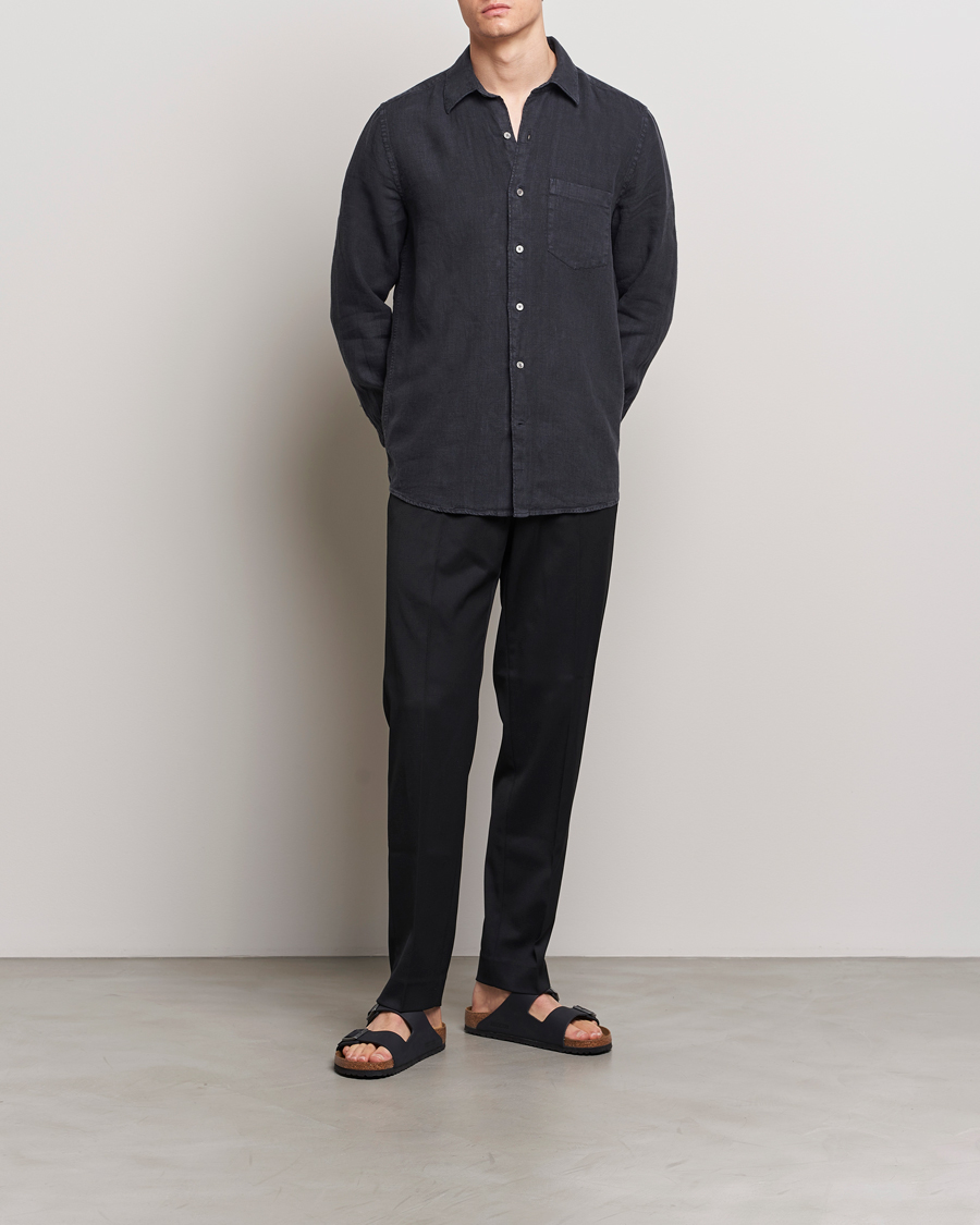 Homme | Chemises | A Day's March | Abu Linen Shirt Off Black
