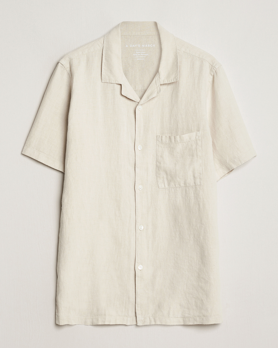 Homme | Chemises | A Day's March | Yamu Linen Short Sleeve Shirt Sand