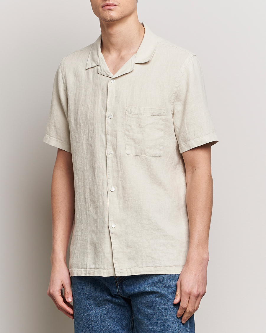 Homme | Chemises À Manches Courtes | A Day's March | Yamu Short Sleeve Linen Shirt Sand