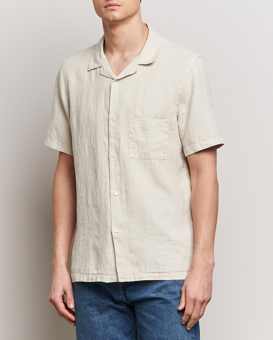 Homme | Chemises | A Day's March | Yamu Linen Short Sleeve Shirt Sand