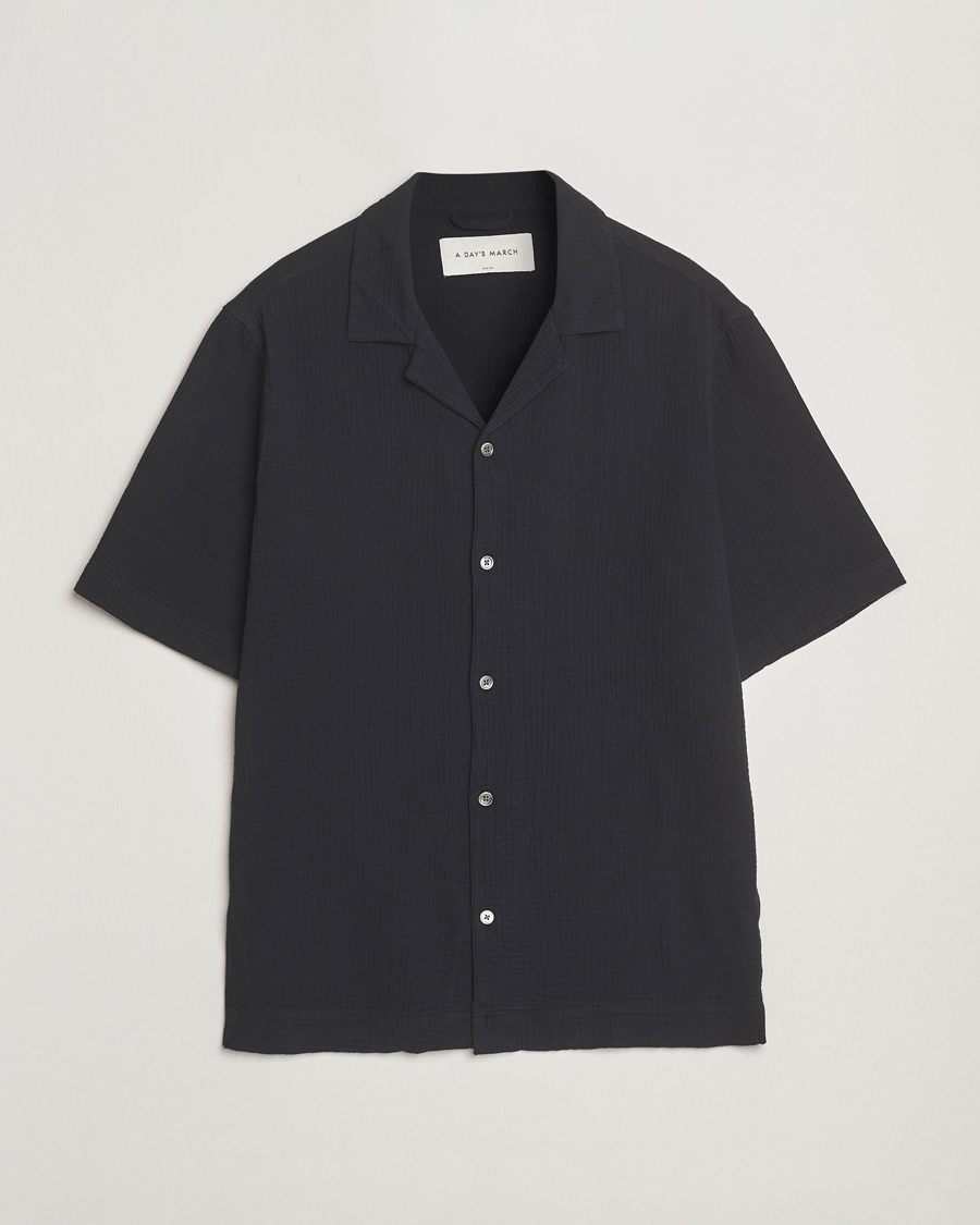 Homme | Chemises | A Day's March | Clapton Structured Cotton Shirt Off Black