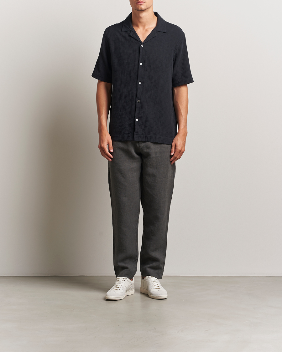 Homme | Chemises | A Day's March | Clapton Structured Cotton Shirt Off Black