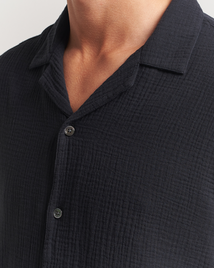 Homme | Chemises | A Day's March | Clapton Structured Cotton Shirt Off Black