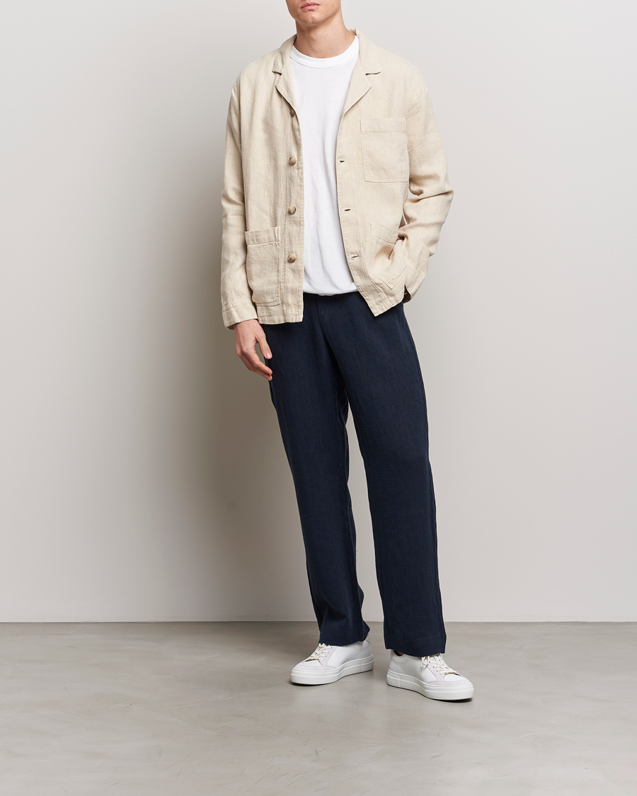 Homme | Pantalons | A Day's March | Tamiat Drawstring Linen Trousers Navy