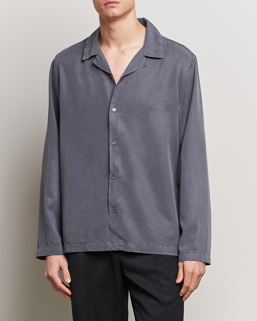 Homme |  | A Day's March | Chase Camp Collar Lyocell Shirt Dark Grey