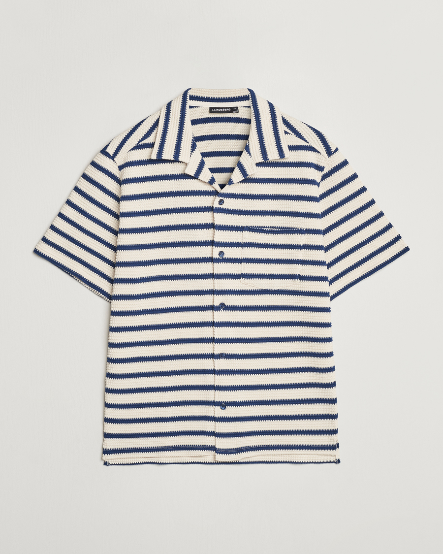 Homme | Chemises | J.Lindeberg | Tiro Resort Stripe Shirt Estate Blue