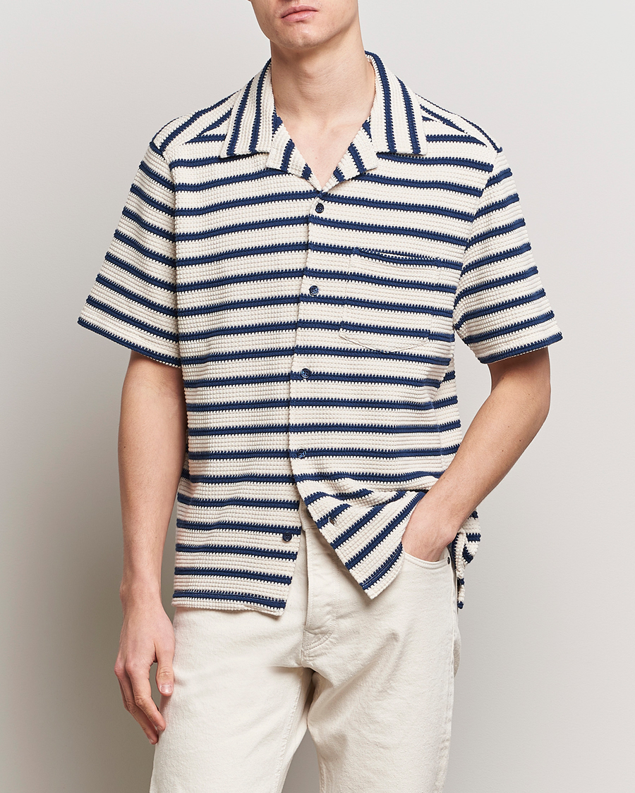 Homme | Chemises Décontractées | J.Lindeberg | Tiro Resort Stripe Shirt Estate Blue