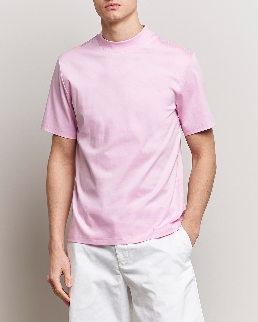 Homme | T-shirts À Manches Courtes | J.Lindeberg | Ace Mock Neck T-Shirt Pink Lavender
