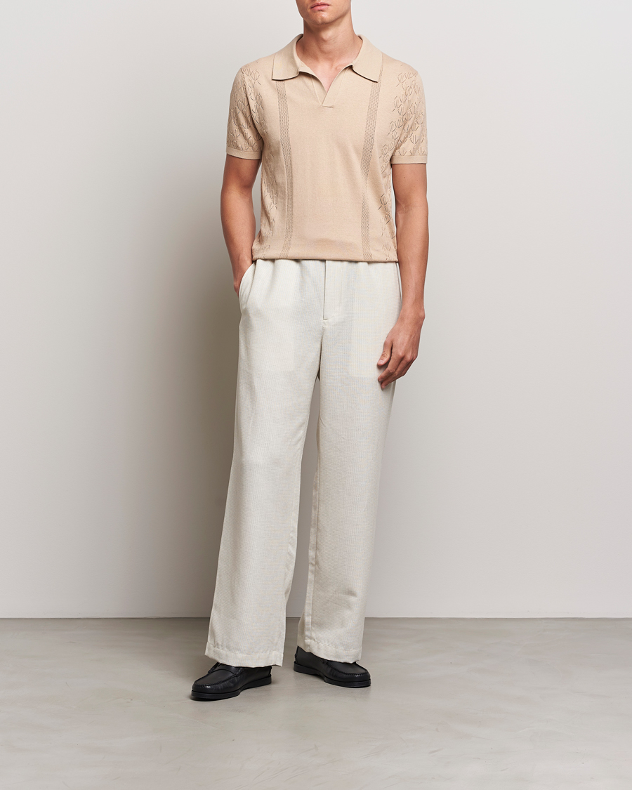 Homme | Polos | J.Lindeberg | Ringo Open Collar Safari Beige
