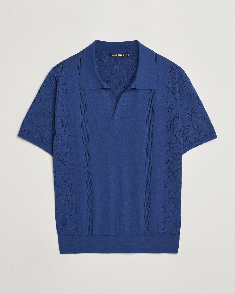 Homme | Polos | J.Lindeberg | Ringo Open Collar Estate Blue
