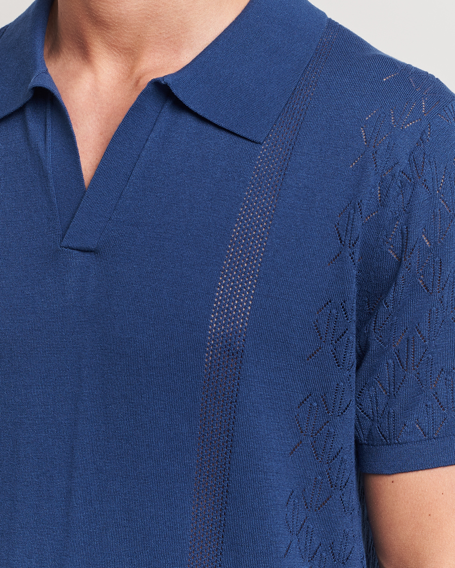 Homme | Polos | J.Lindeberg | Ringo Open Collar Estate Blue