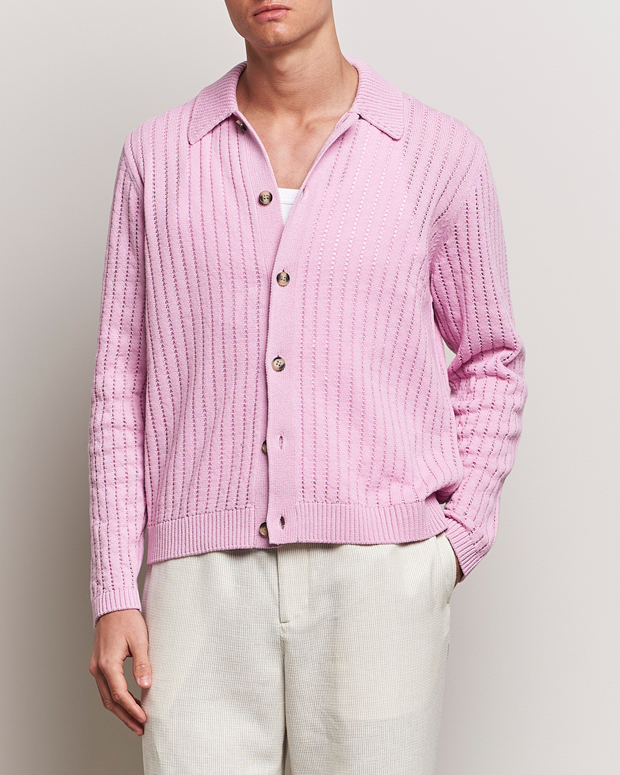 Homme | Pulls Et Tricots | J.Lindeberg | Edmondo Collar Cardigan Pink Lavender
