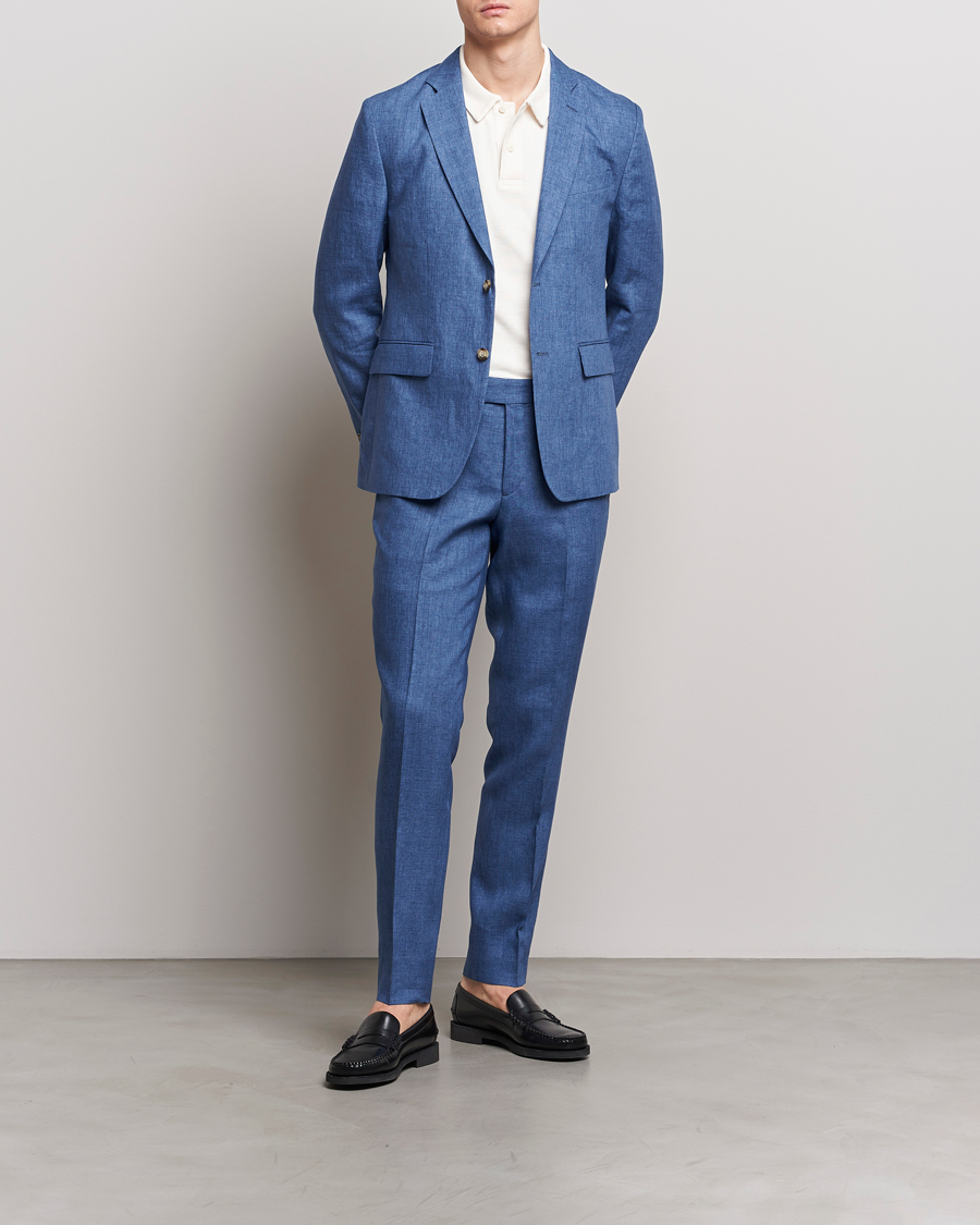 Homme | Blazers | J.Lindeberg | Hopper U Super Linen Blazer Chambray Blue