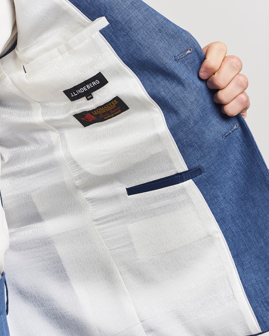 Homme | Blazers | J.Lindeberg | Hopper U Super Linen Blazer Chambray Blue