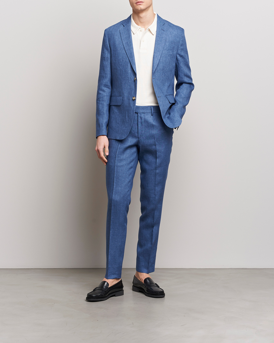 Homme | Pantalons | J.Lindeberg | Grant Super Linen Pants Chambray Blue
