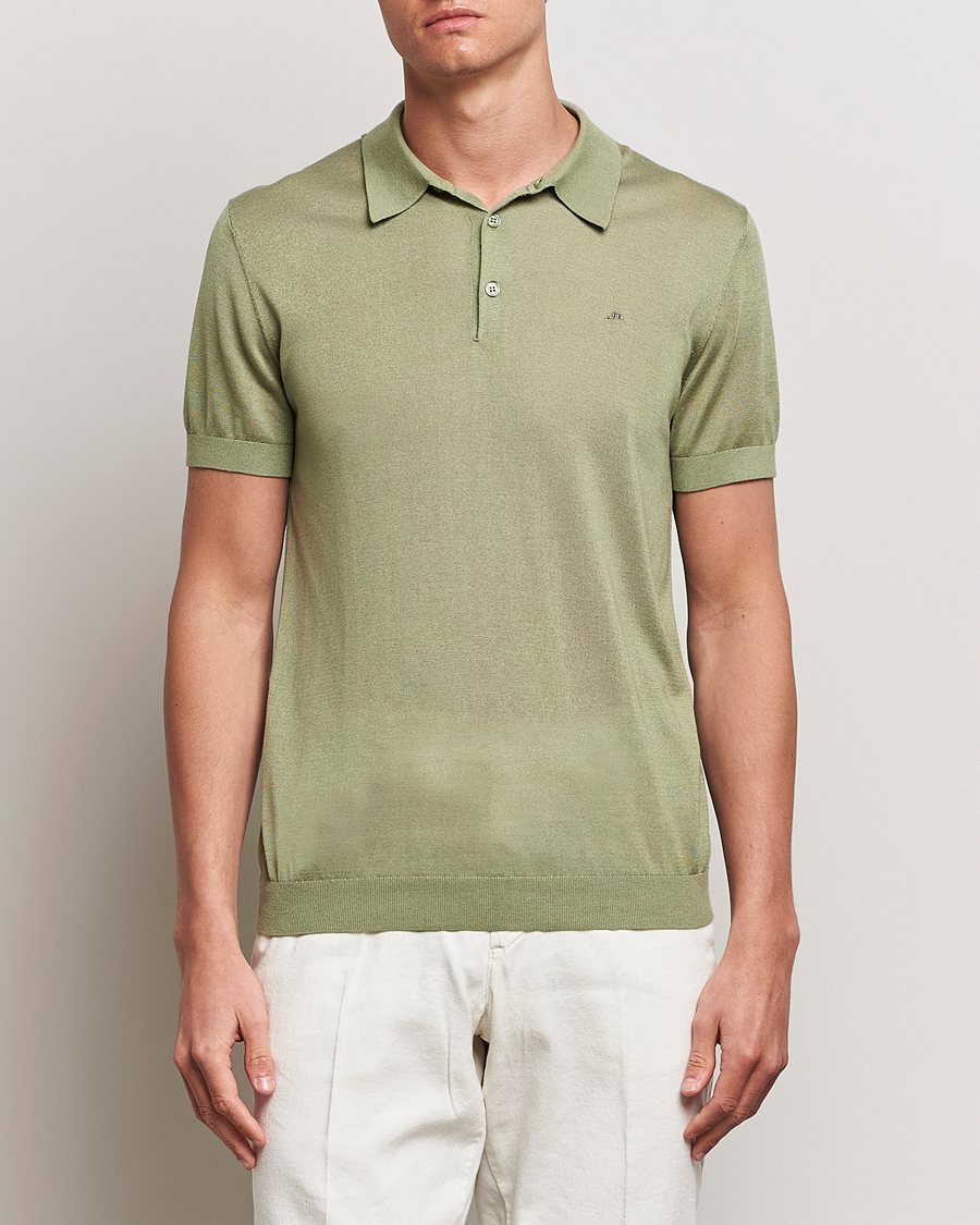 Homme | Polos | J.Lindeberg | Ridge Lyocell Silk Polo Oil Green