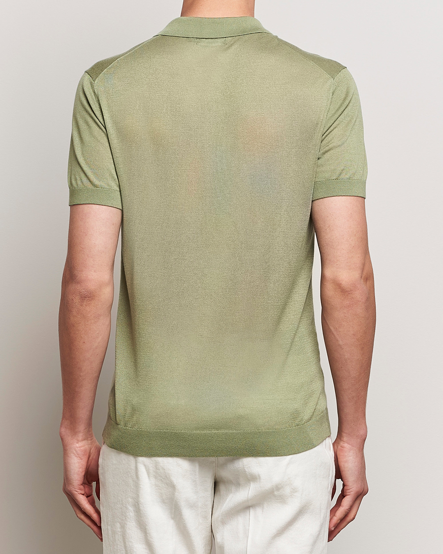 Homme | Polos | J.Lindeberg | Ridge Lyocell Silk Polo Oil Green