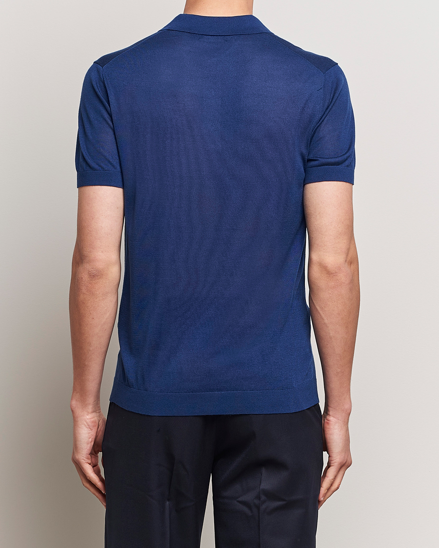 Homme | Polos | J.Lindeberg | Ridge Lyocell Silk Polo Estate Blue