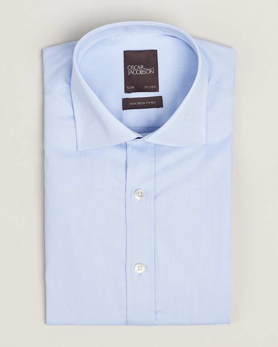 Homme | Chemises | Oscar Jacobson | Slim Fit Cut Away Non Iron Twill Light Blue