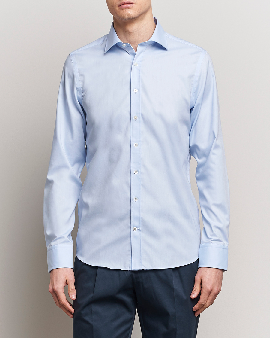 Homme | Chemises | Oscar Jacobson | Slim Fit Cut Away Non Iron Twill Light Blue