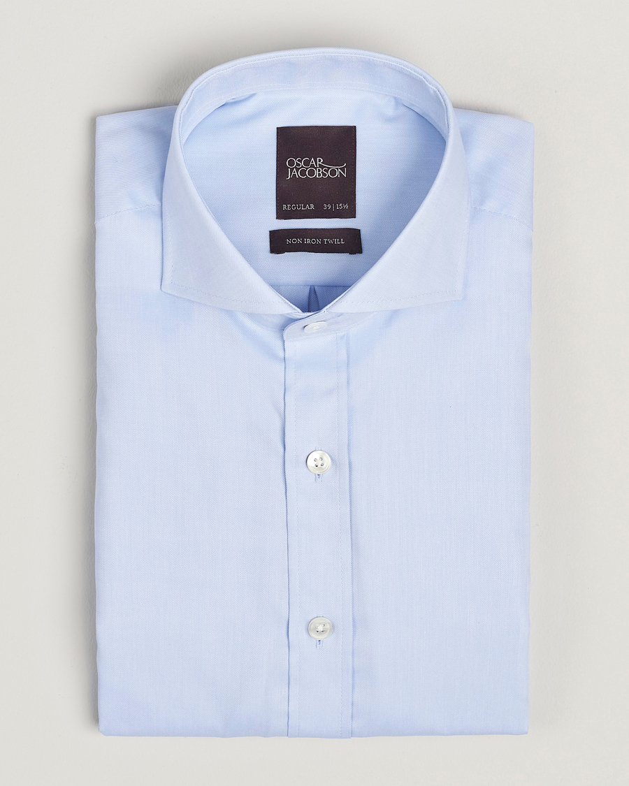 Homme | Chemises | Oscar Jacobson | Reg Fit Cut Away Non Iron Twill Light Blue