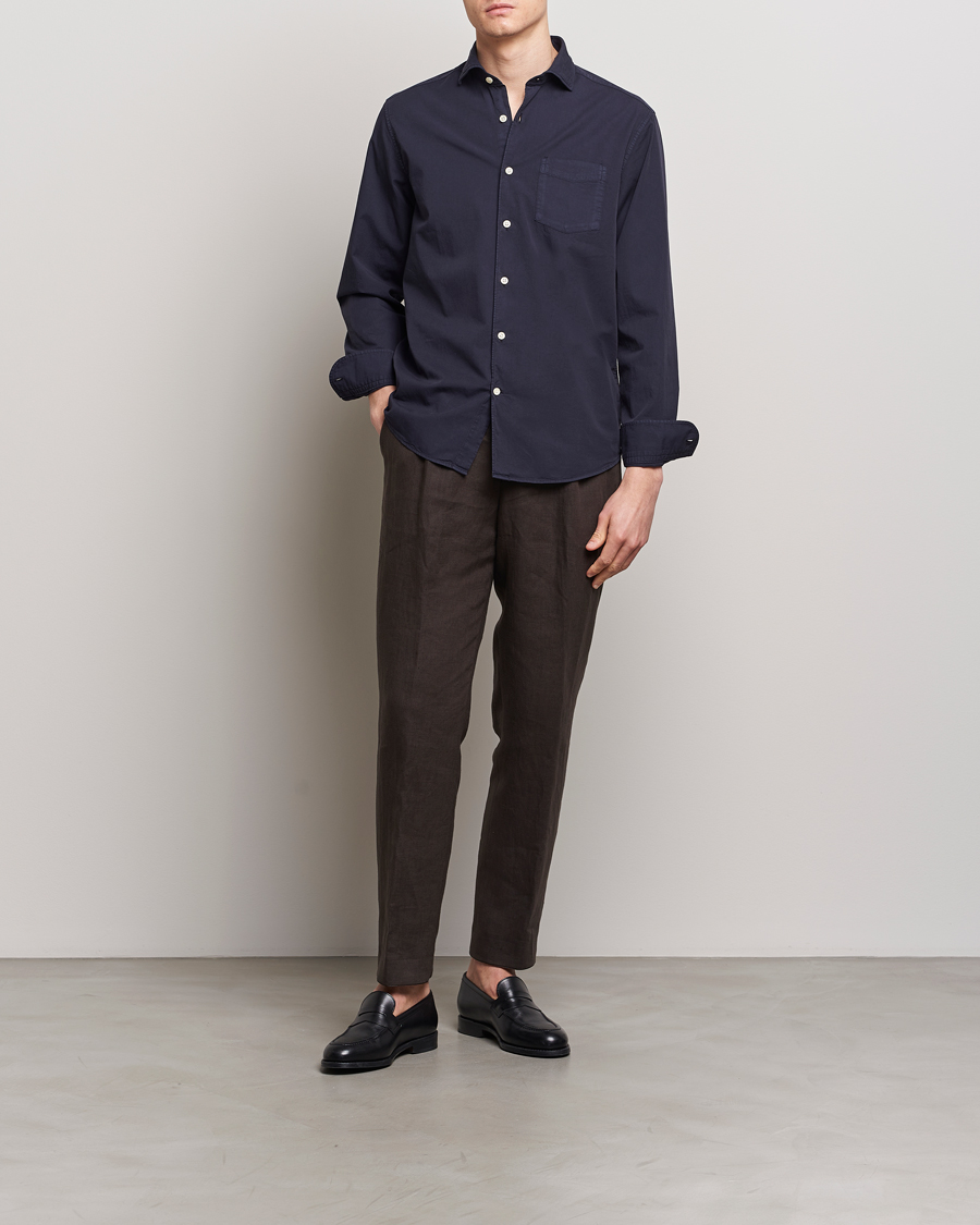 Homme | Chemises | Oscar Jacobson | Reg Fit Wide Spread C GD Twill Night Blue