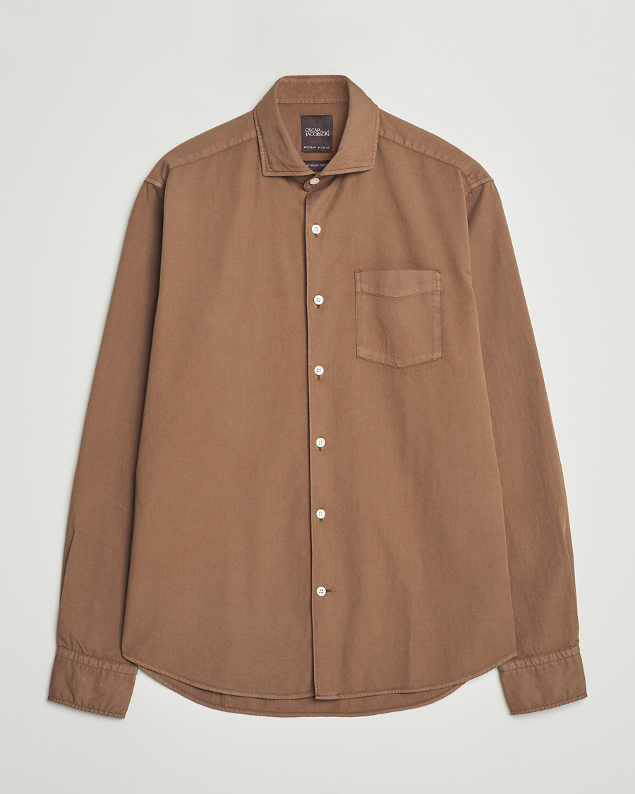 Homme | Chemises | Oscar Jacobson | Reg Fit Wide Spread C GD Twill Light Army Green