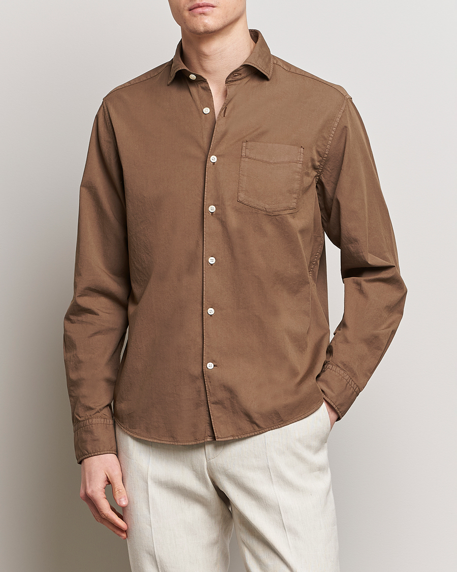 Homme | Chemises Décontractées | Oscar Jacobson | Reg Fit Wide Spread C GD Twill Light Army Green