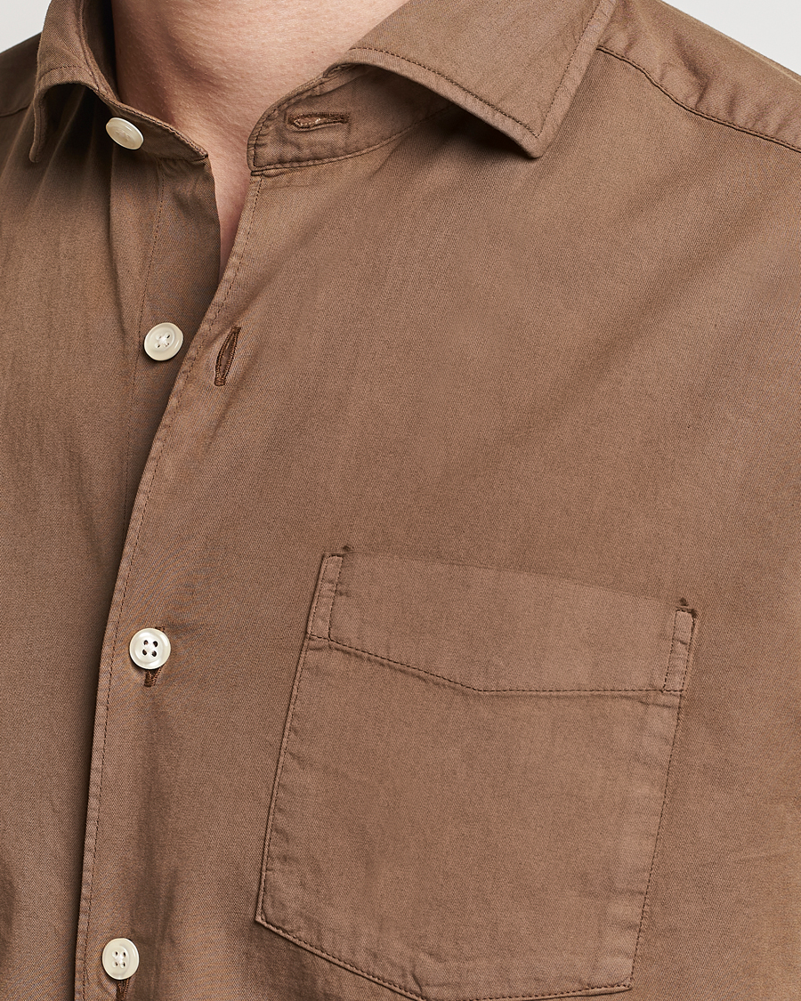 Homme | Chemises | Oscar Jacobson | Reg Fit Wide Spread C GD Twill Light Army Green