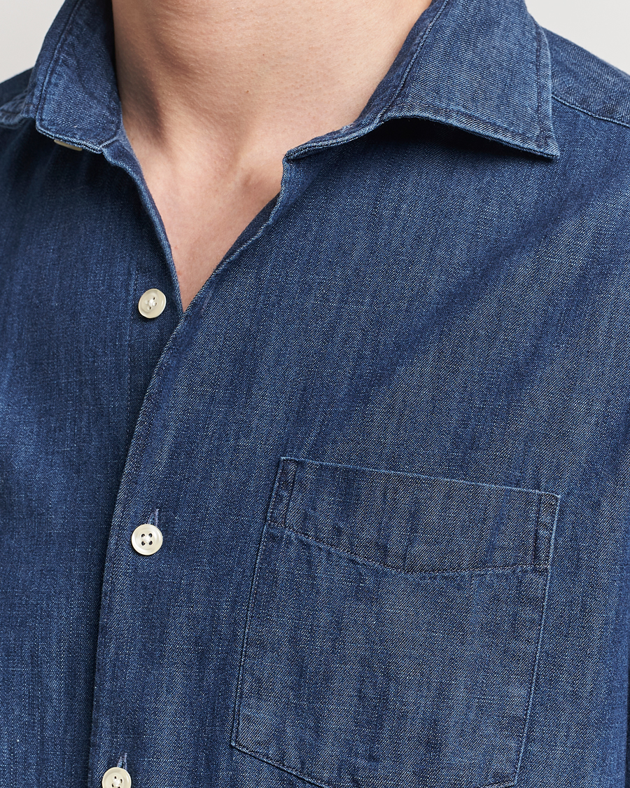 Homme | Chemises | Oscar Jacobson | Reg Fit Wide Spread C Dark Indigo Midnight Blue