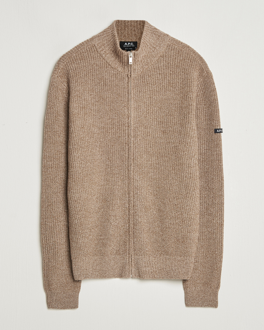 Homme | Pulls Et Tricots | A.P.C. | Heath Merino Wool Cardigan Marron Chine