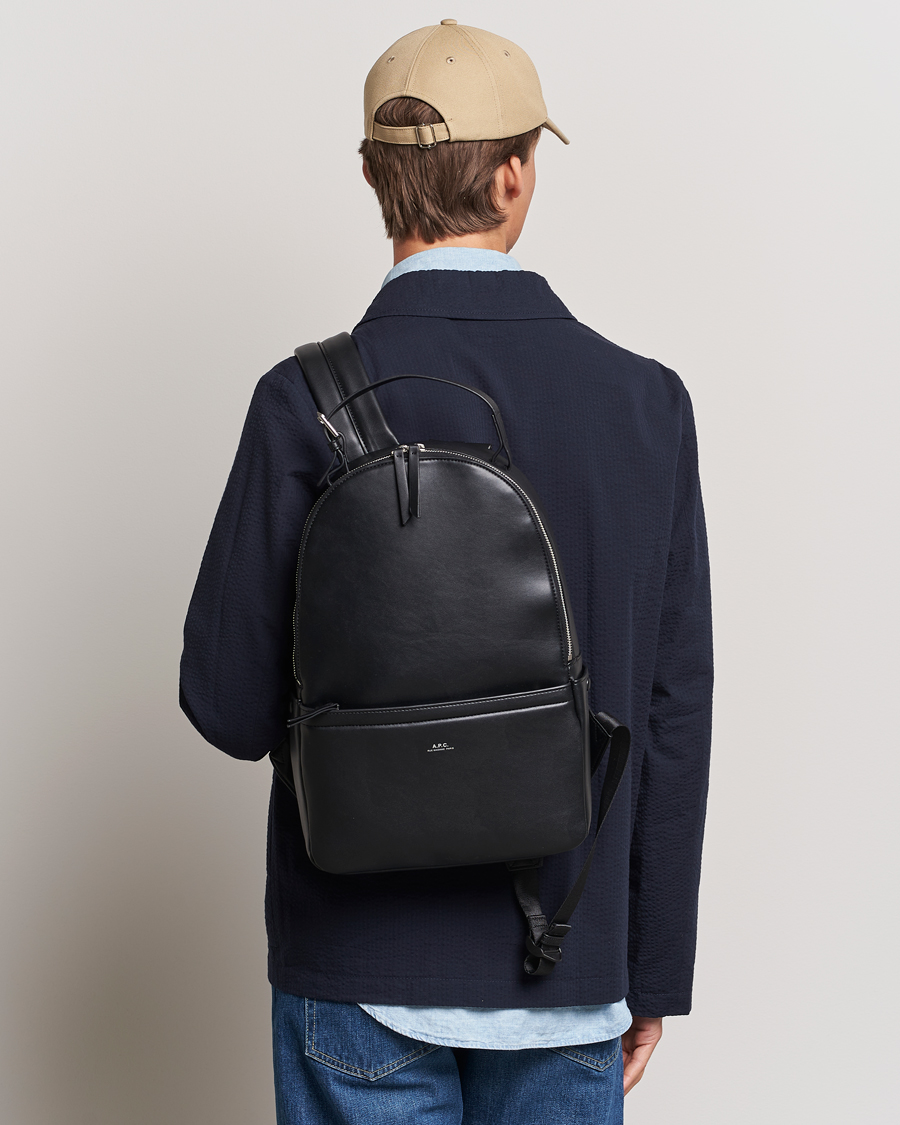 Homme | A.P.C. Sac Leather Backpack Black | A.P.C. | Sac Leather Backpack Black