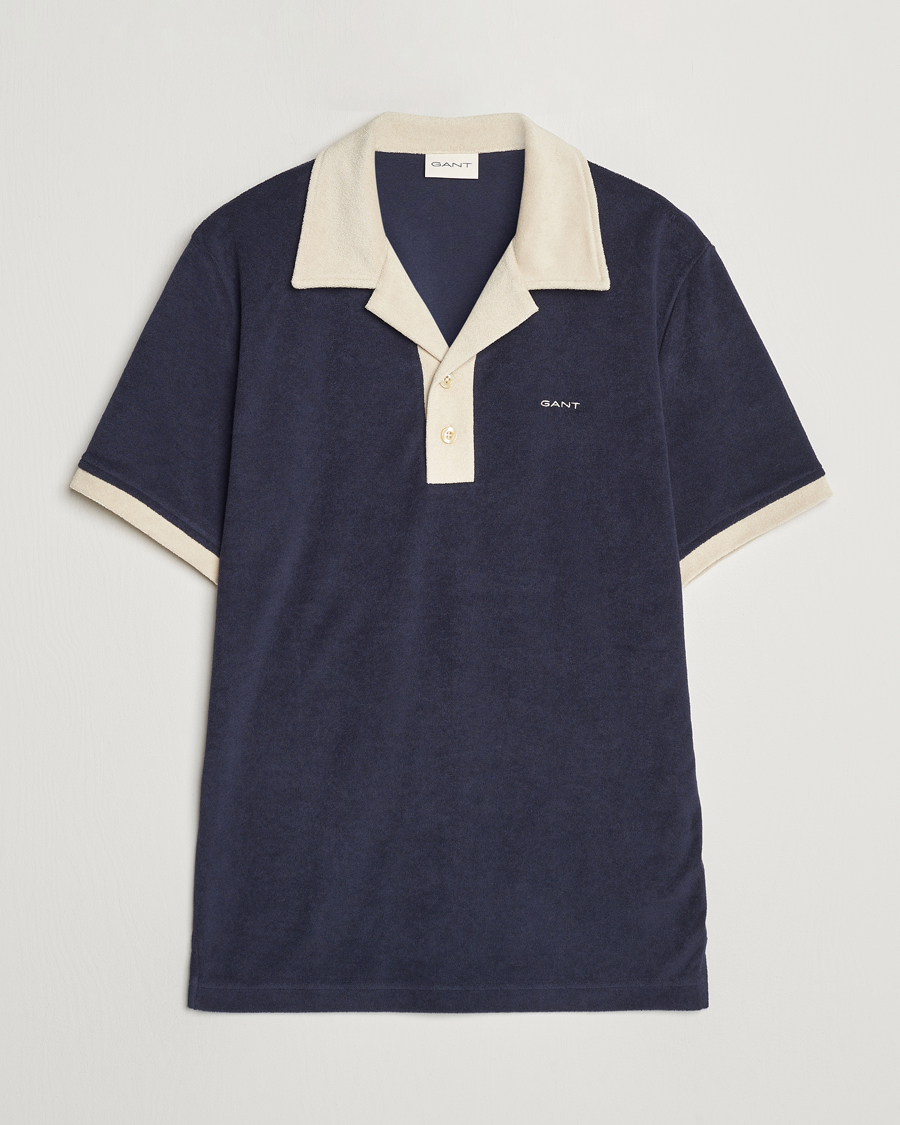 Homme | Polos | GANT | Towelling Resort Collar Polo Evening Blue