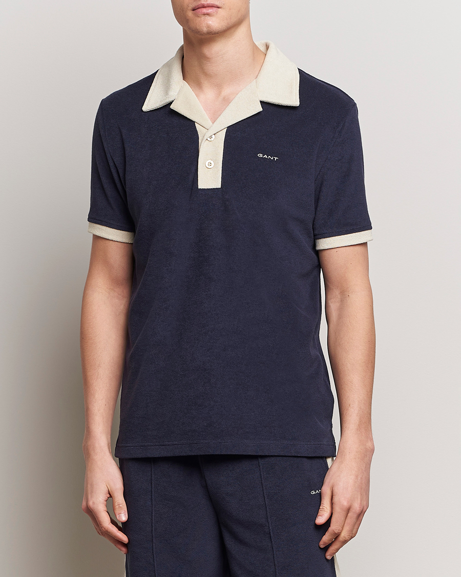 Homme | Polos | GANT | Towelling Resort Collar Polo Evening Blue