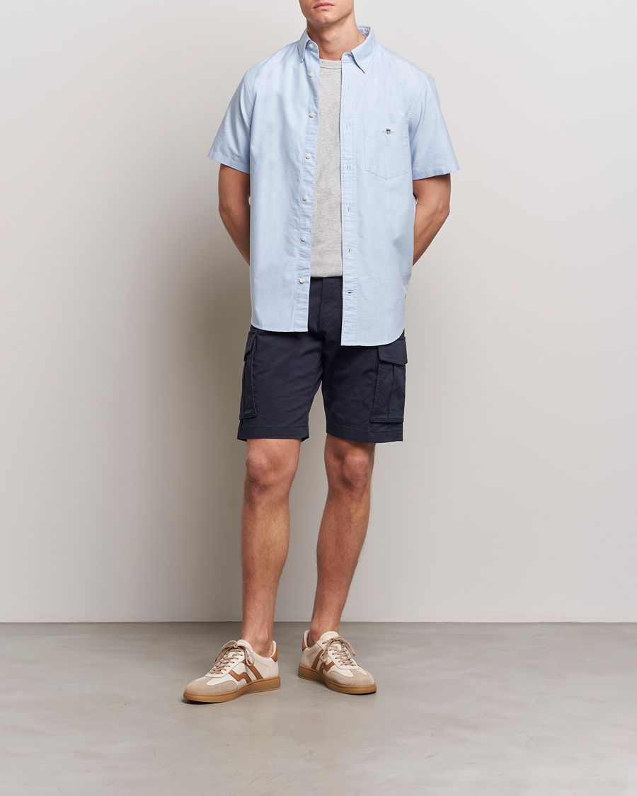 Homme | Chemises | Gant | Regular Short Sleeve Oxford Shirt Light Blue