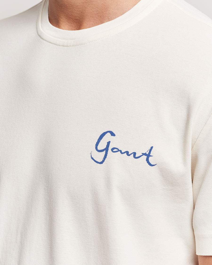 Homme | T-shirts | GANT | Graphic Printed T-Shirt Cream