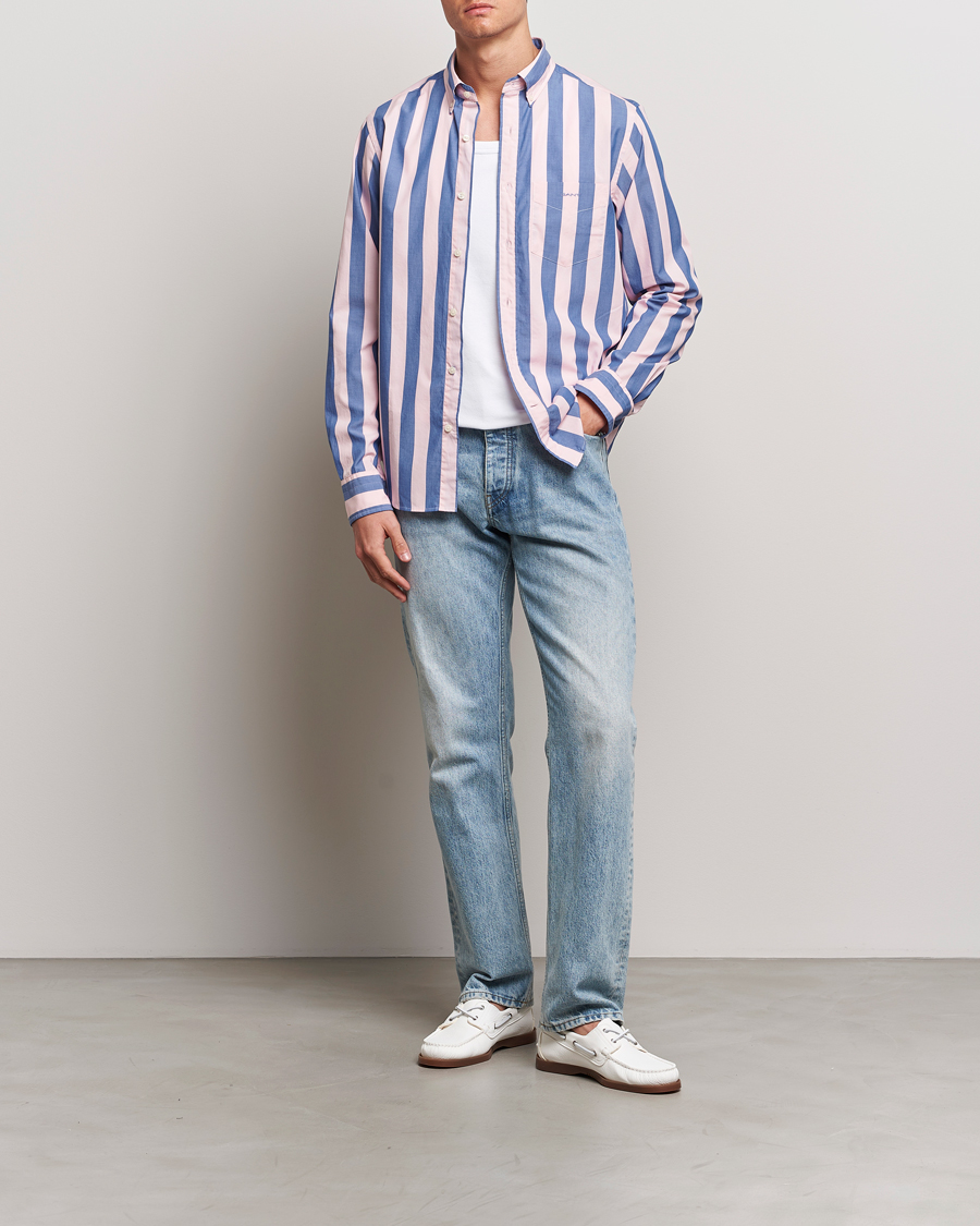 Homme | Chemises | GANT | Reg Poplin Parasol Stripe Shirt Blushing Pink