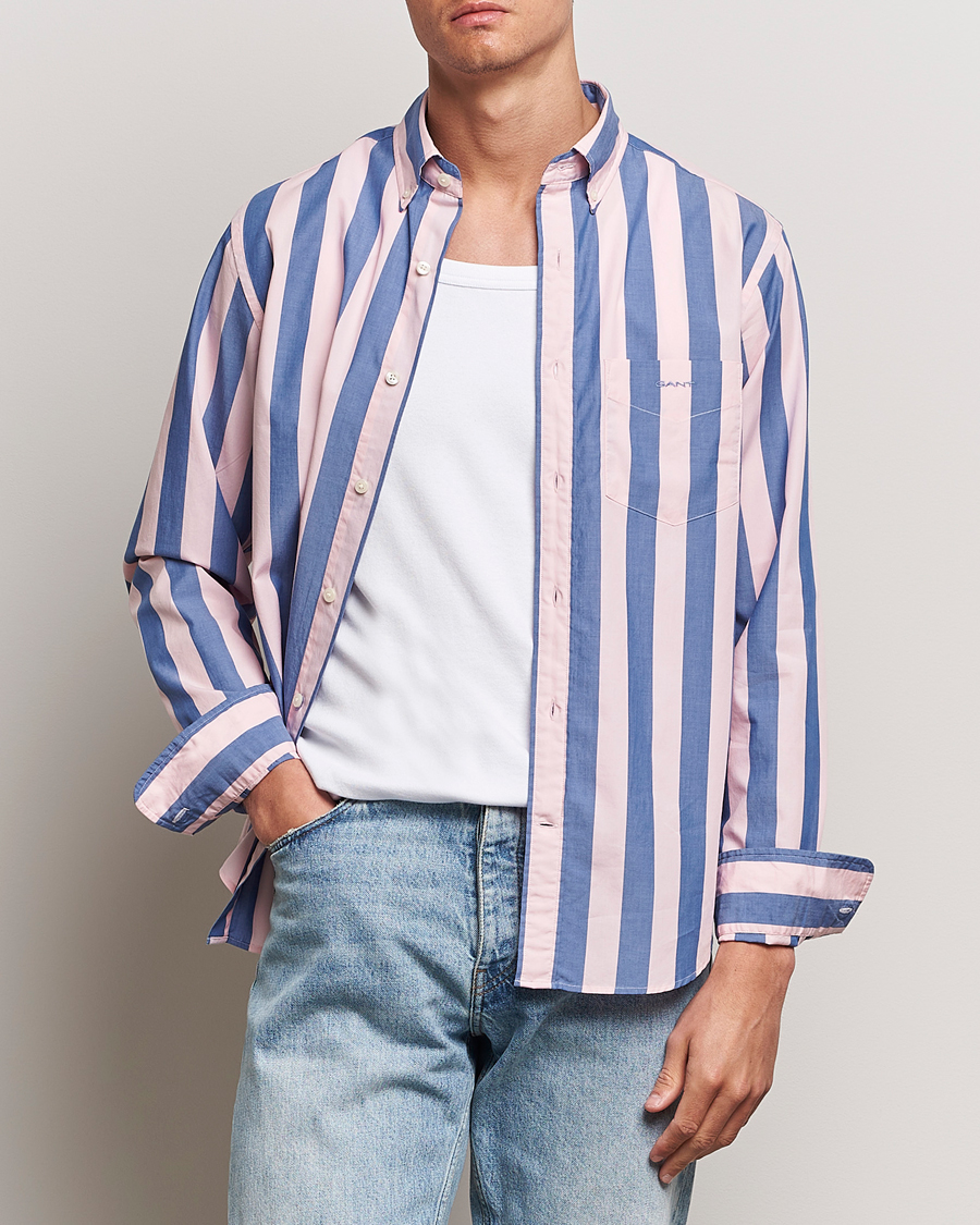 Homme | Chemises | GANT | Reg Poplin Parasol Stripe Shirt Blushing Pink
