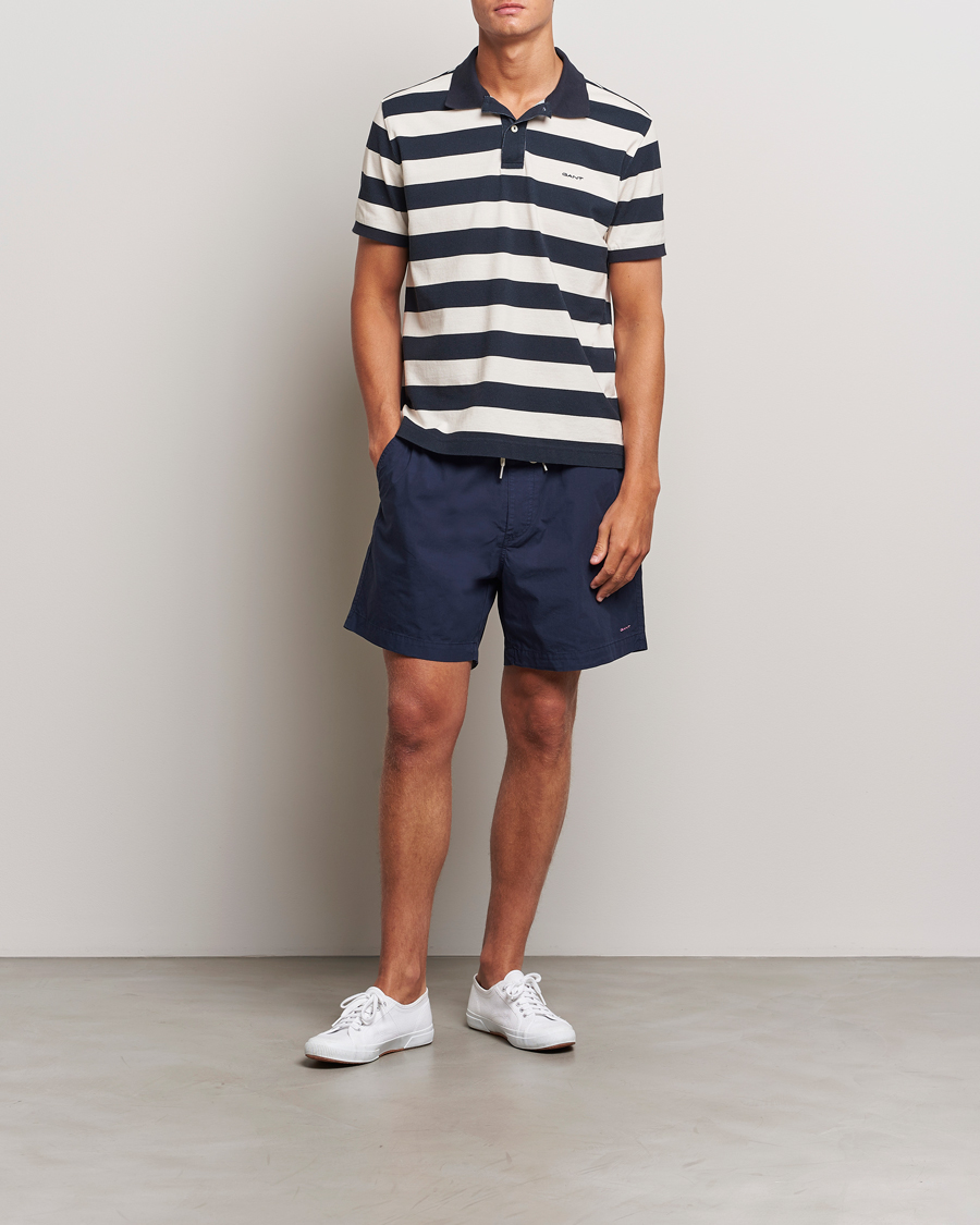 Homme | Polos | GANT | Heavy Washed Striped Polo Evening Blue