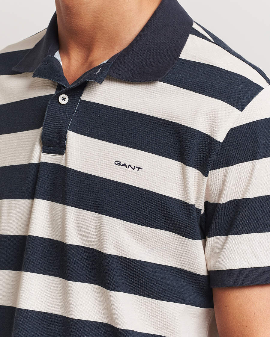 Homme | Polos | GANT | Heavy Washed Striped Polo Evening Blue